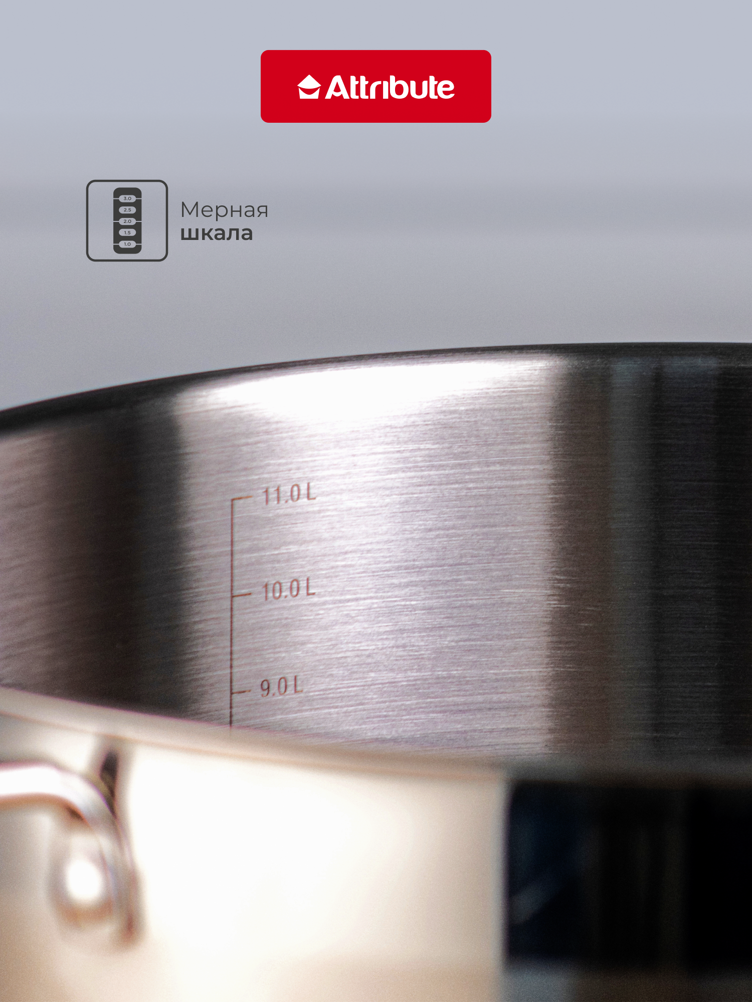 Кастрюля со стеклянной крышкой MASTER CHEF 12.0л 28х20см — фото 1