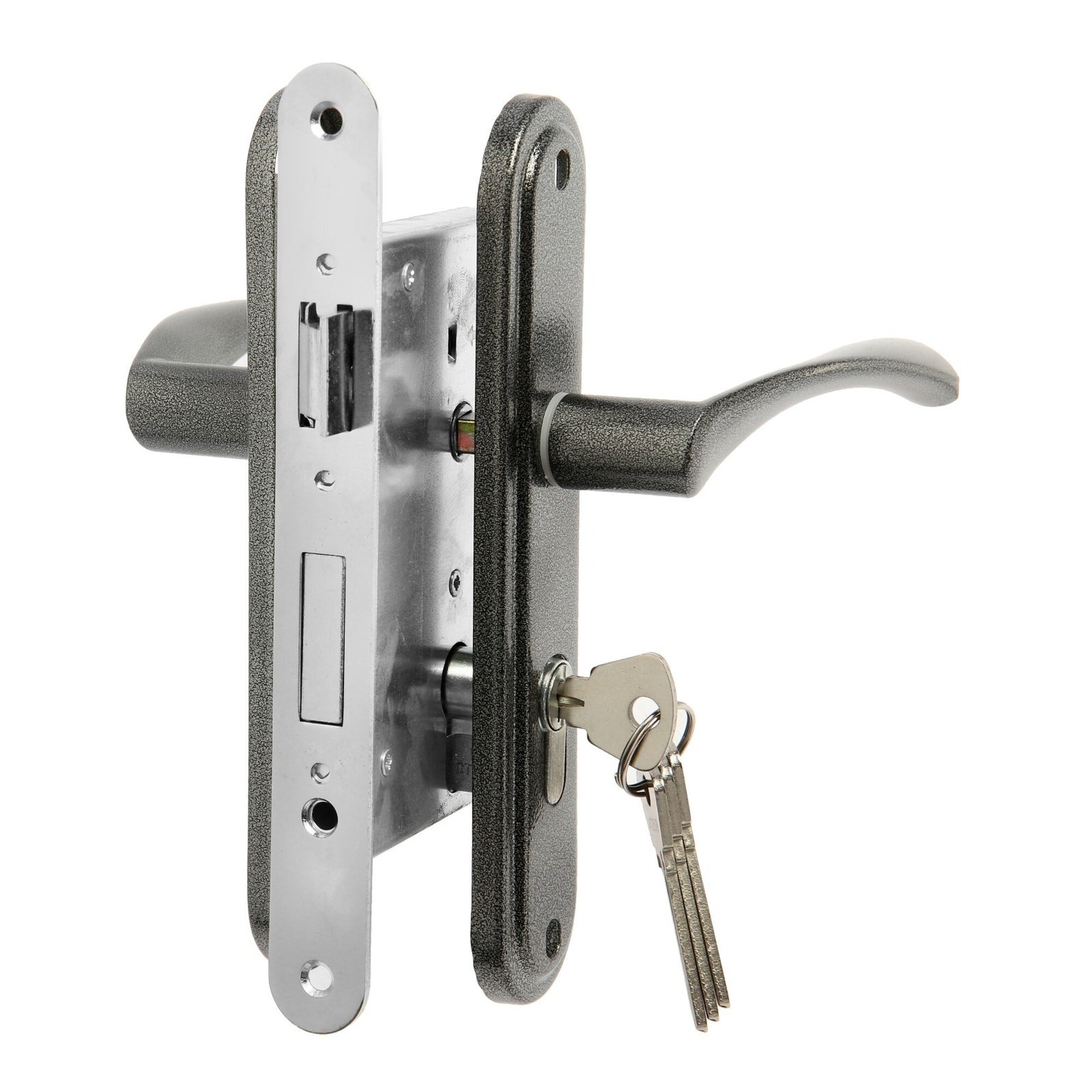 Замок врезной LOCKLAND RD007 с ручкой 1 штука цвет графитовый