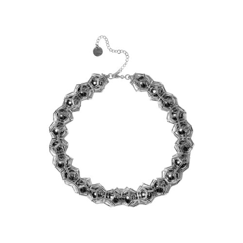 Колье Beaded Breakfast, пластик, длина 22 см, серебряный