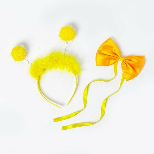 Карнавальный набор «Помпушки», 2 предмета: ободок, бабочка, цвет жёлтый