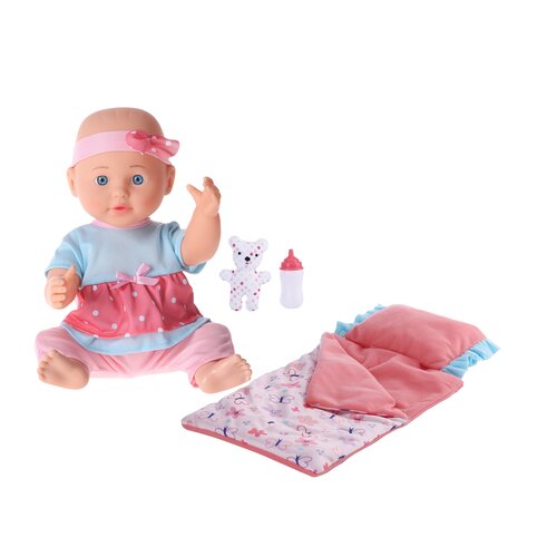 Пупс Belinda 35 см с бутылочкой, медвежонком и комплектом для сна, от 3-х лет