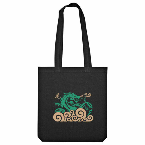 Сумка шоппер Us Basic, черный сувенир полистоун китайский зелёный дракон у ёлочки в колпаке с блёстками 3 9х3х6 2 см