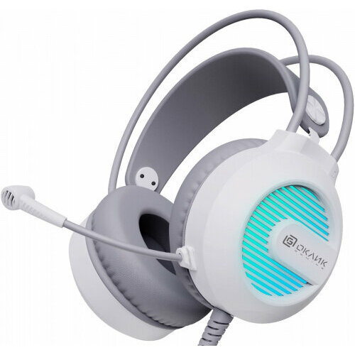 Наушники с микрофоном Оклик HS-L300G White белый 22м мониторные USB оголовье 1796952 1818₽