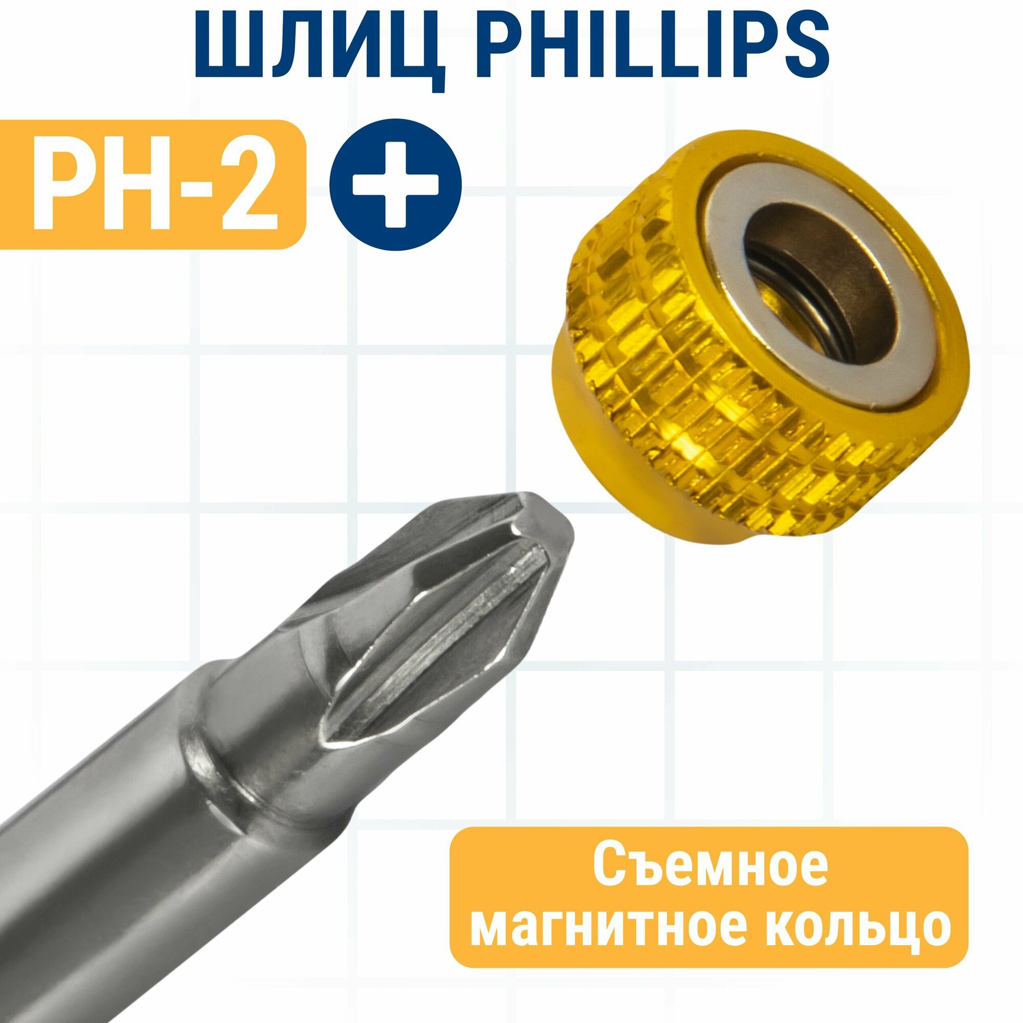 Бита отверточная с магнитным кольцом Практика "Профи" PH2*50 мм (2шт) 915-618 - фото №7