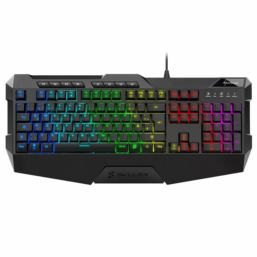 Игровая клавиатура Sharkoon Skiller SGK4 (резиновые колпачки, RGB подсветка, USB)