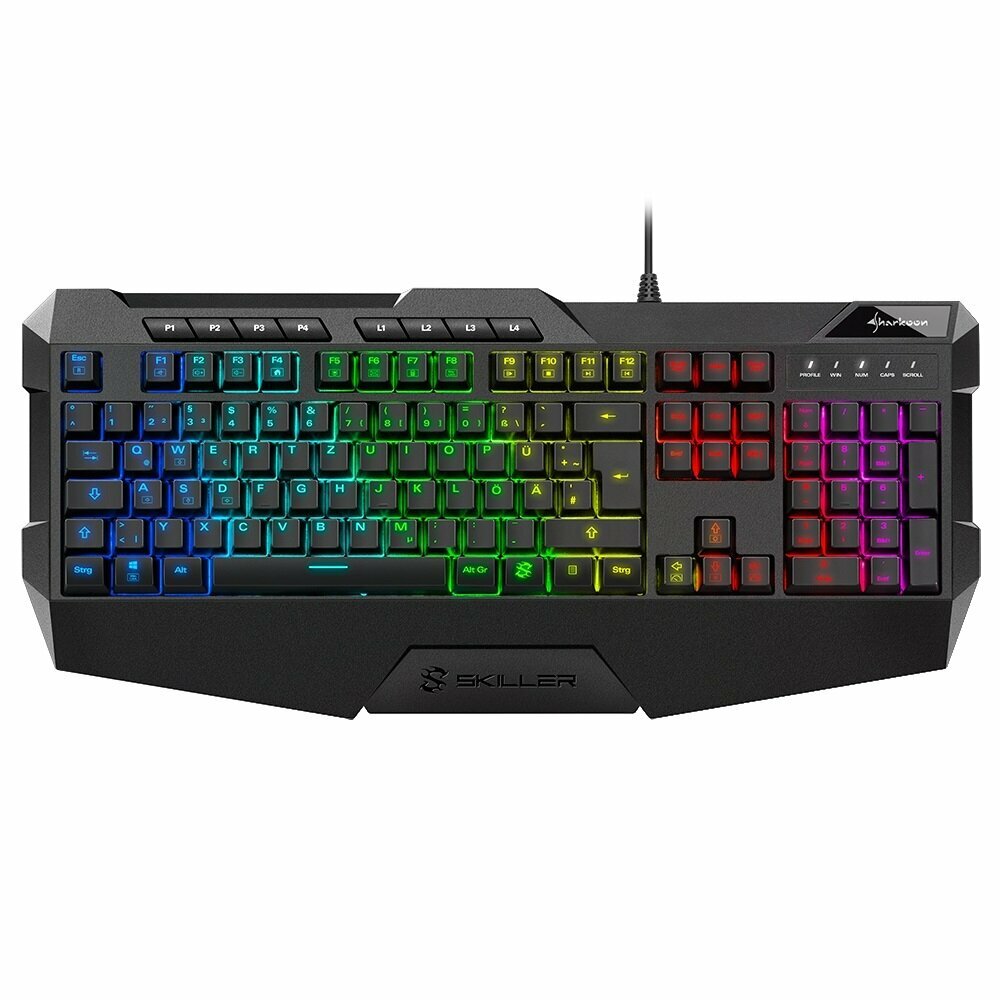 Sharkoon Skiller SGK4 Игровая клавиатура (резиновые колпачки, RGB подсветка, USB)