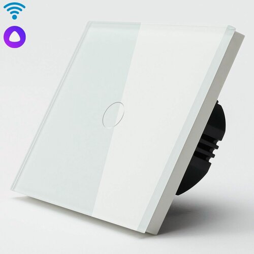Изображение товара Cенсорный Wi-Fi выключатель с Алисой, 1 клавиша 1 пост, (1G) стекло 86х86мм цвет белый