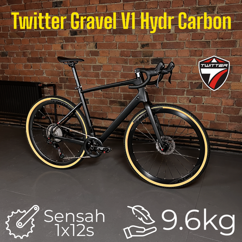 фото Велосипед twitter gravel v1 full-hydr carbon, 9.6 кг, 700х40с гревел шоссейный взрослый, 48 см 12 скоростей, цвет черный