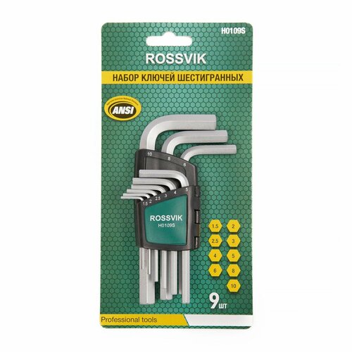 Набор ключей шестигранных ROSSVIK H0109S 9пр 854₽