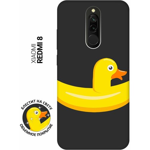 Матовый Soft Touch силиконовый чехол на Xiaomi Redmi 8, Сяоми Редми 8 с 3D принтом Duck Swim Ring черный матовый soft touch силиконовый чехол на xiaomi redmi 6 сяоми редми 6 с 3d принтом duck swim ring черный