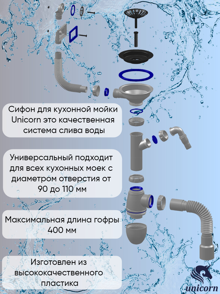 Сифон Unicorn для мойки - фото №17