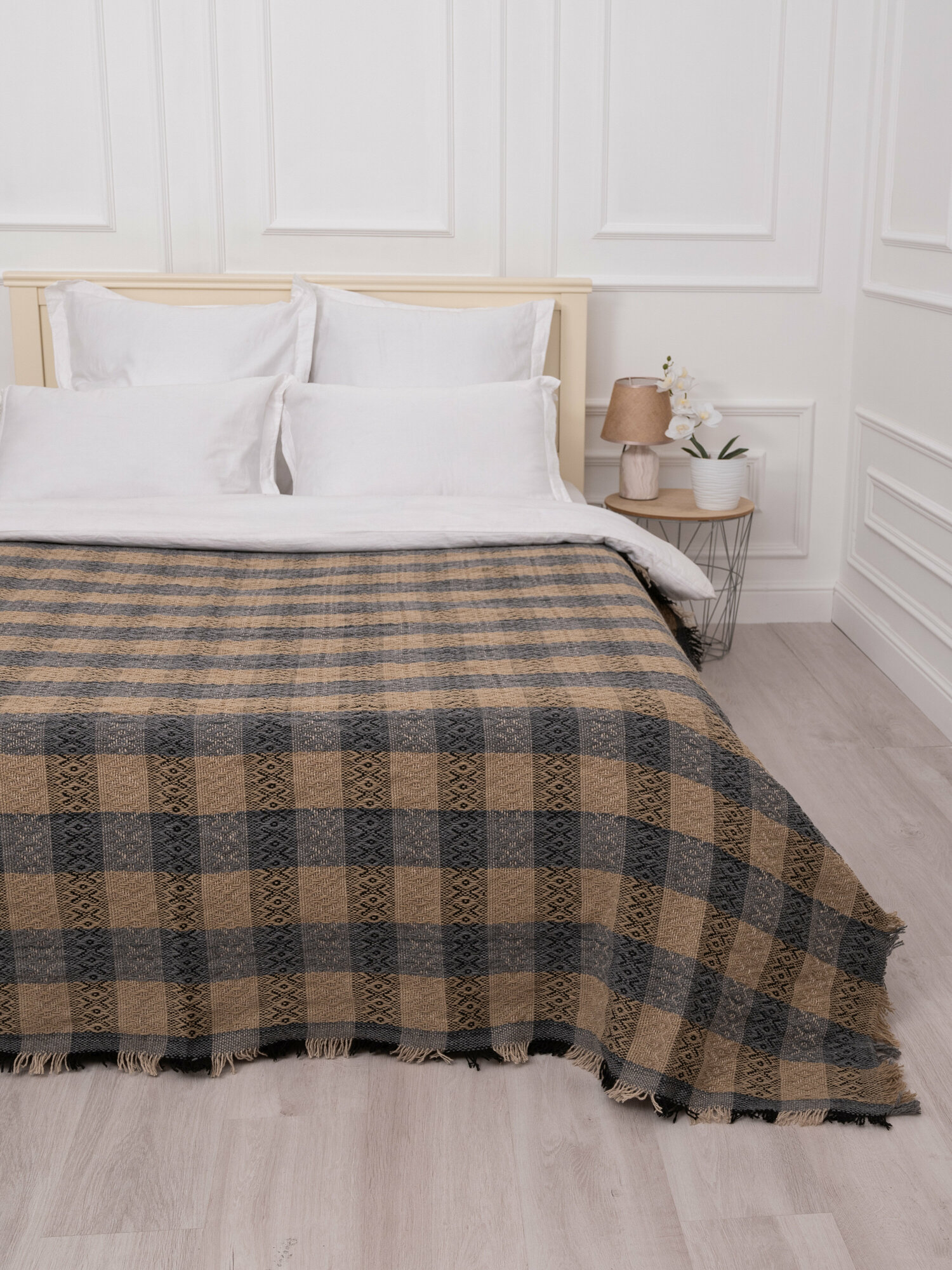 фото Плед Кристи, клетка, вязаный