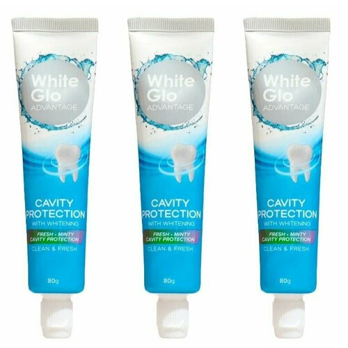 White Glo Зубная паста отбеливающая Advantage Cavity Protection, Защита от кариеса, с фтором, 80 г, 3 шт