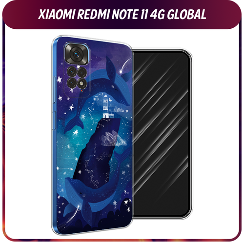 силиконовый чехол на xiaomi redmi note 11 4g global redmi note 11s редми ноут 11 global 11s разные бабочки прозрачный Силиконовый чехол на Xiaomi Redmi Note 11 4G Global/Redmi Note 11S / Редми Ноут 11 Global/11S Ночные киты