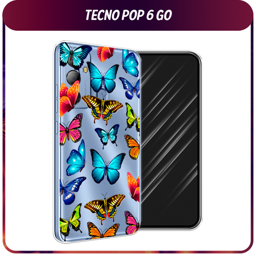 Силиконовый чехол на Tecno Pop 6 Go / Текно Поп 6 Гоу Разные бабочки, прозрачный силиконовый чехол на tecno pop 6 go текно поп 6 гоу акварельная нежность