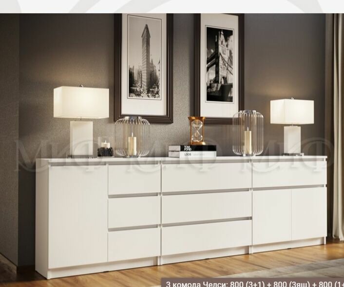 фото Комплект мебели для гостиной Челси (композиция 1) Белый глянец холодный/Белый