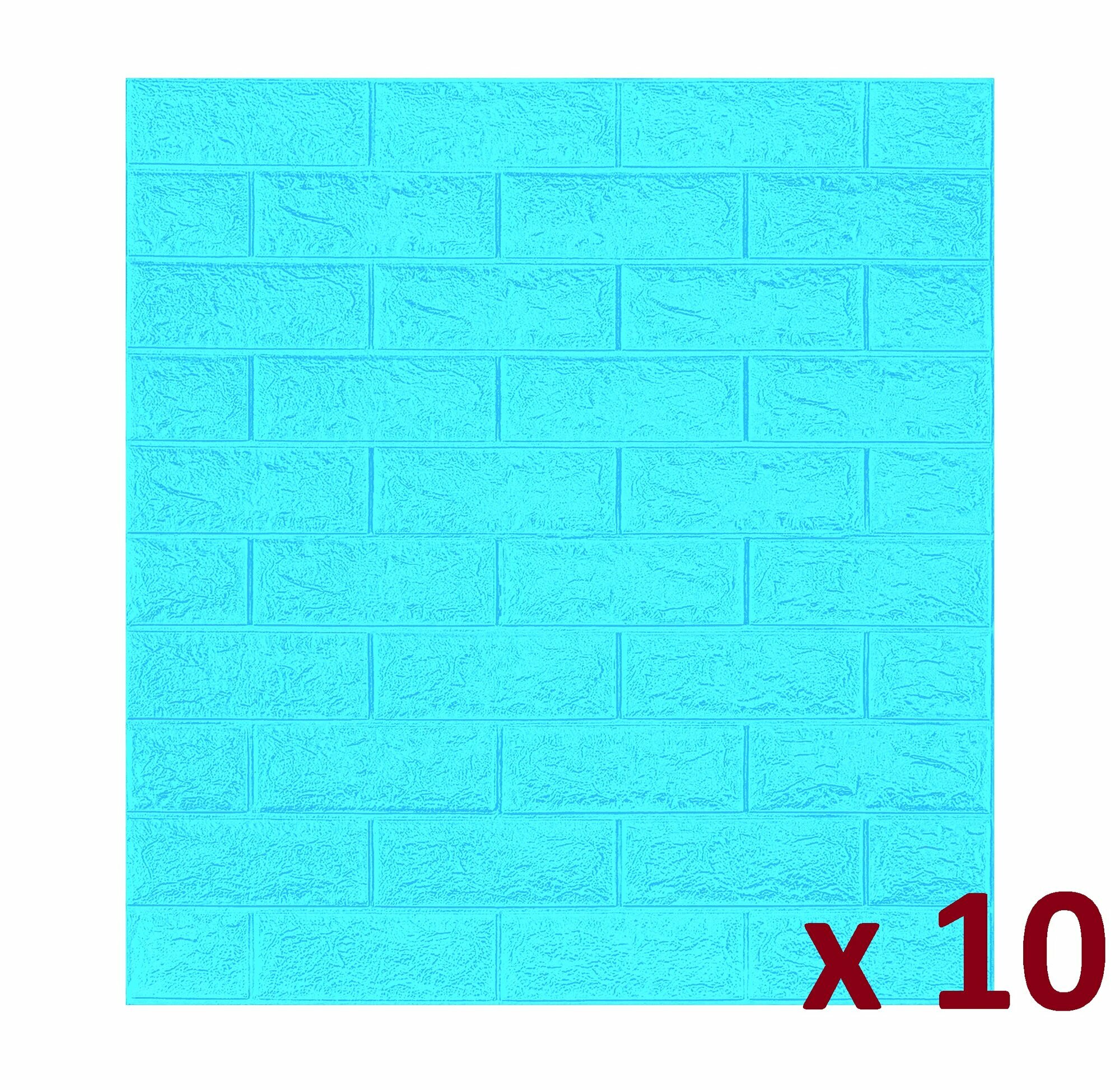 Мягкая самоклеящаяся 3D панель пвх для стен, Классический кирпич цвет Голубой, 70x77 см, 10 штук в упак