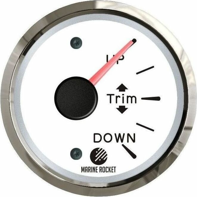 Трим-указатель 0-190 Ом, белый циферблат, нержавеющий ободок, д. 52 мм, Marine Rocket