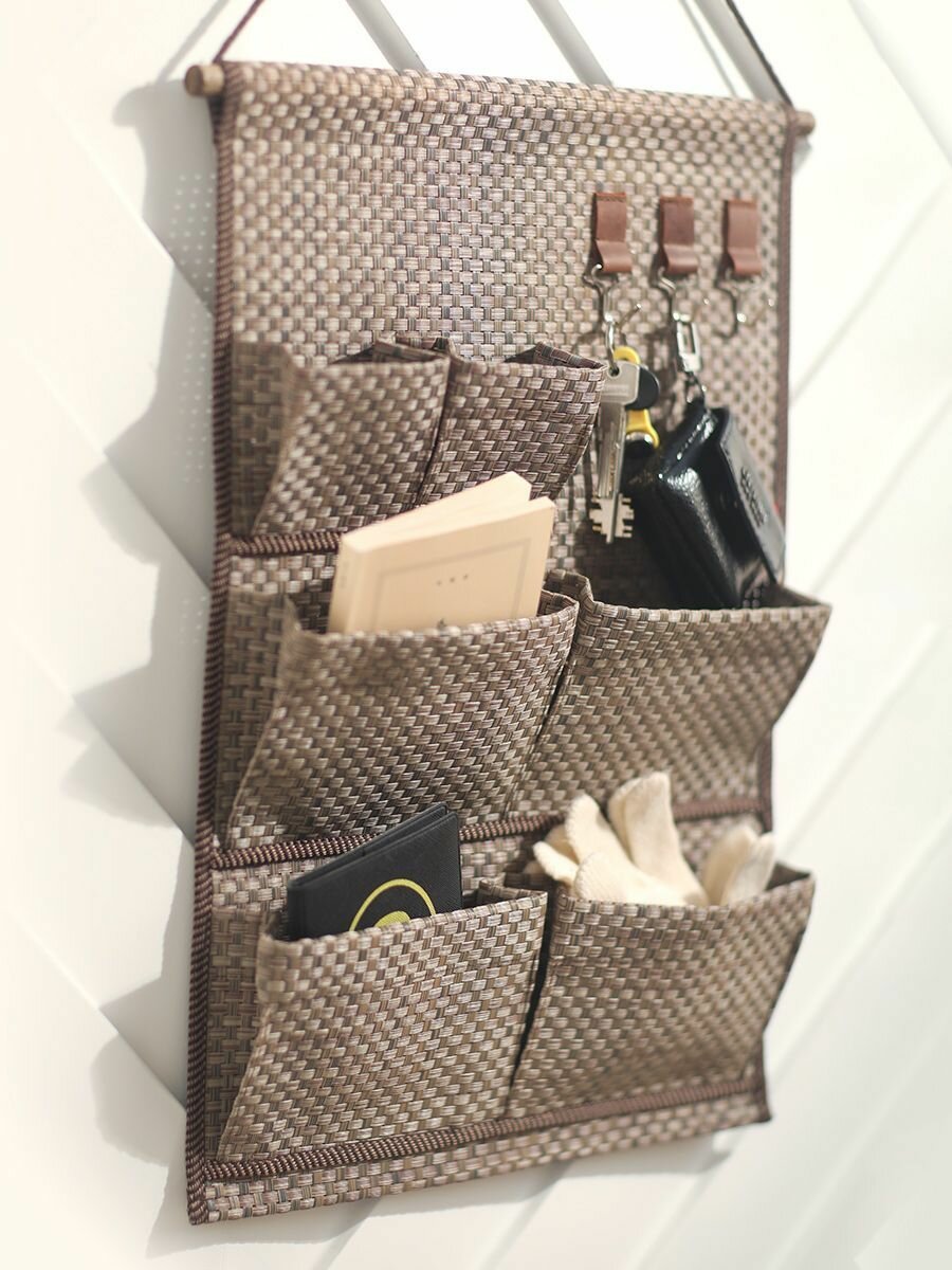 Органайзер ключница подвесной 3 крючка и 6 карманов 36х53 см НО-031