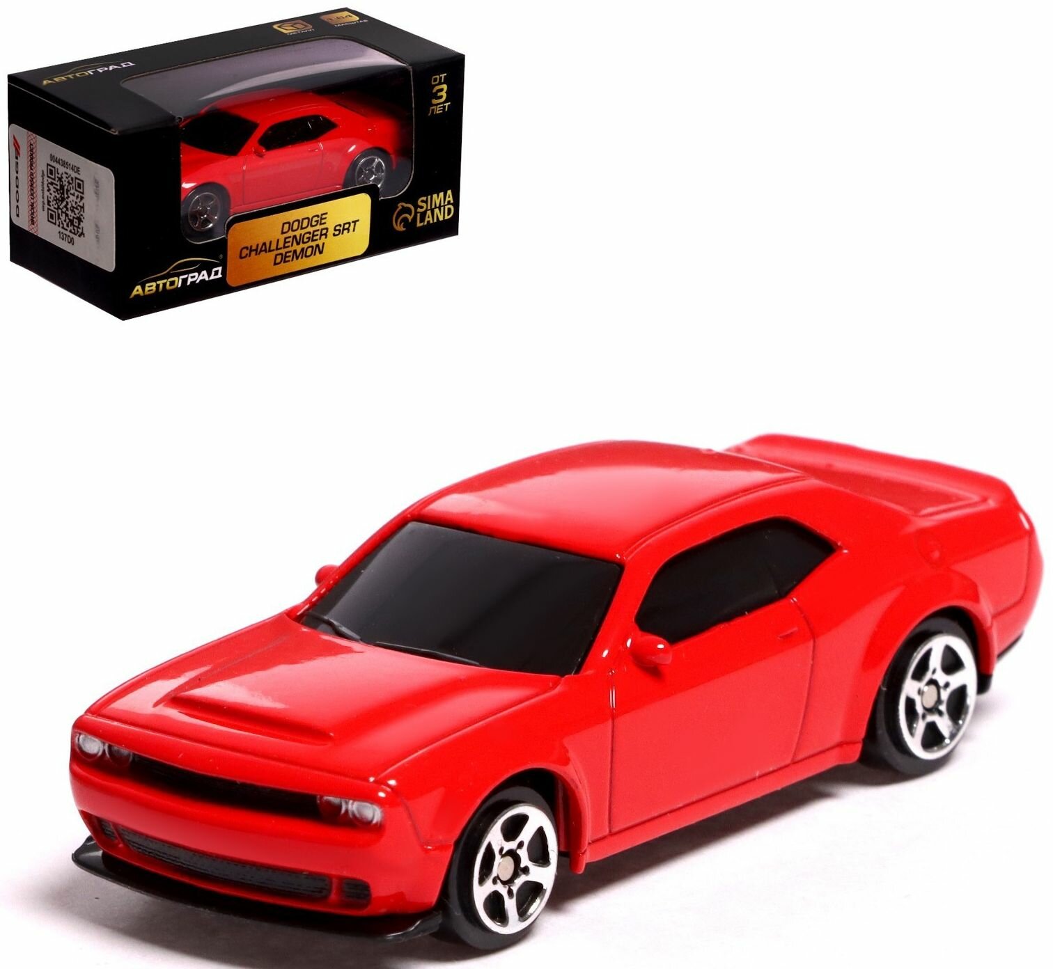 Машина DODGE CHALLENGER SRT DEMON, металлическая коллекционная модель, игрушечный транспорт, цвет красный