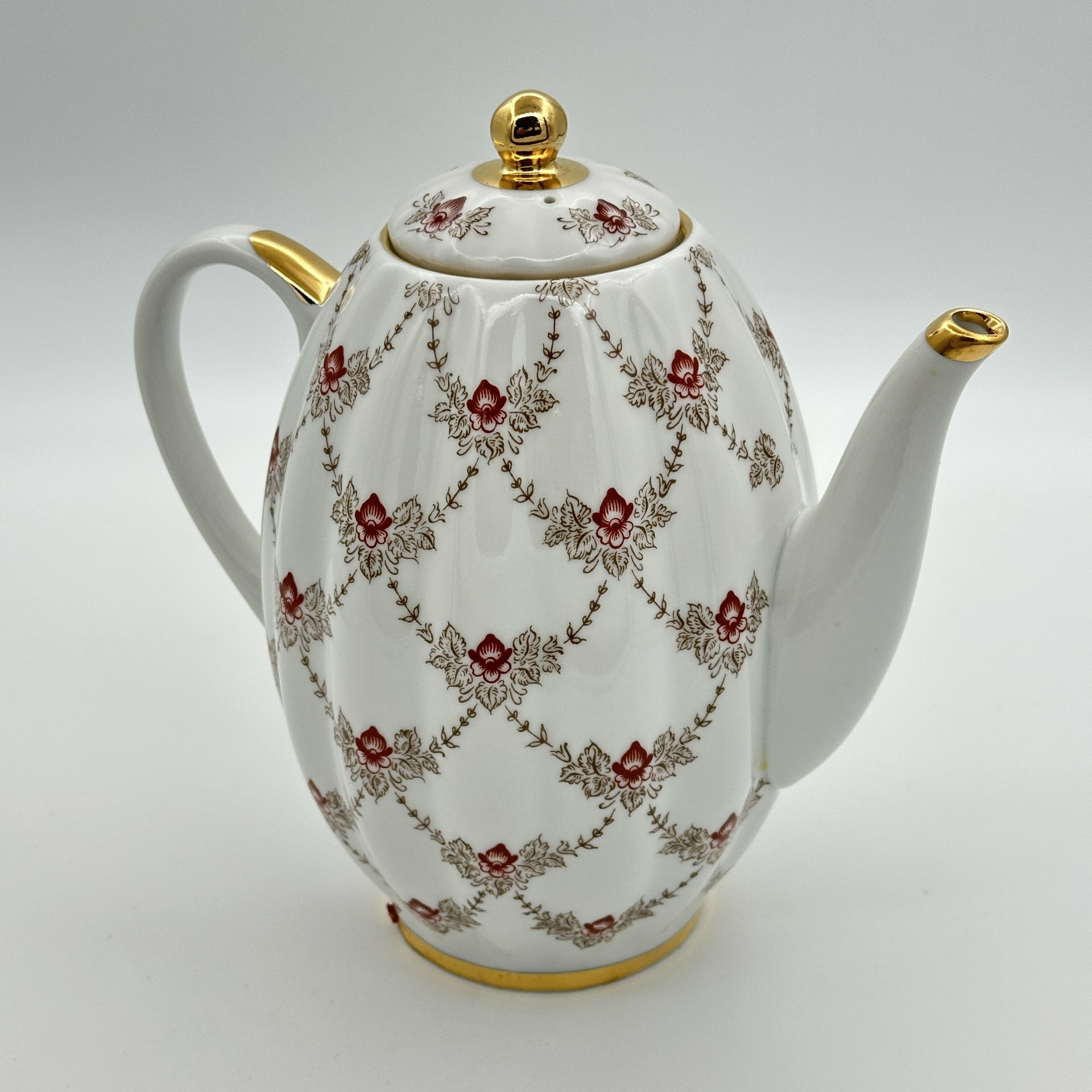 фото Чайник кофейный из сервиза "Гирлянда", фарфор, деколь, золочение