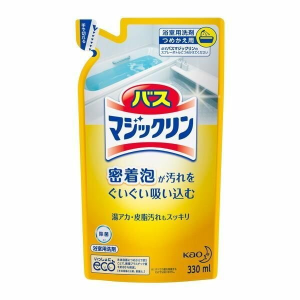 KAO Чистящий спрей-пенка для ванны Bath Magiclean Foaming Spray с ароматом лимона, сменная упаковка, 330мл