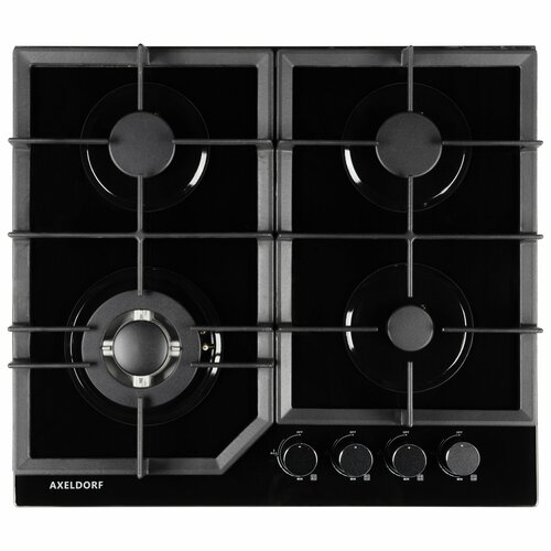 Варочная панель газовая AXELDORF черное стекло газ контроль электроподжиг чугунная решетка 1973100₽