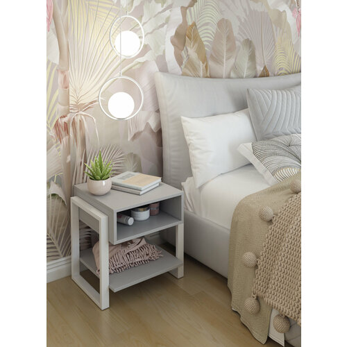 Тумбочка универсальная Мальта Серый/белый