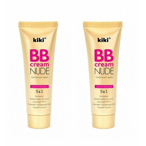 Kiki Тональный крем BB Nude 5в1, тон 01 Светло-бежевый, SPF 15, 40 мл, 2 штуки/ тональные средства kiki тональный крем bb для лица nude