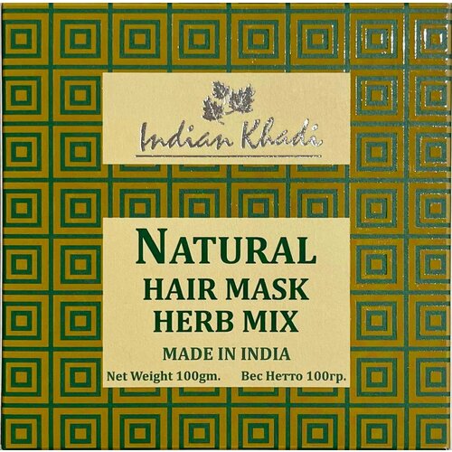 Natural Hair Mask HERB MIX, Indian Khadi (Натуральная травяная Восстанавливающая маска для волос, Индиан Кхади), 100 г. натуральная маска для волос hair mask ритха indian khadi индиан кади 100г