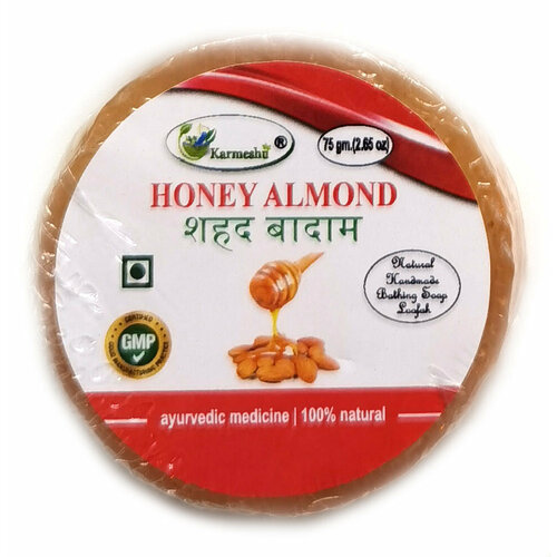 HONEY ALMOND Natural Handmade Bathing Soap, Karmeshu (МЁД миндаль натуральное мыло ручной работы с мочалкой внутри, Кармешу), 75 г.