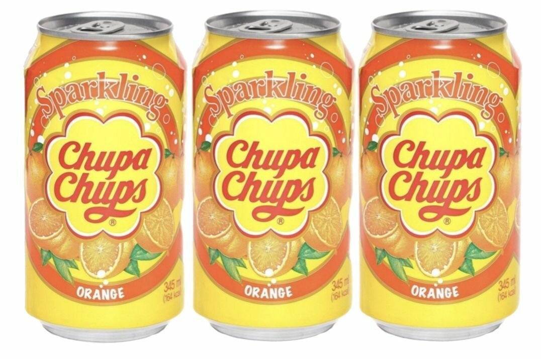 Напиток газированный Chupa Chups Orange Flavour (Корея) 345 мл х 3 шт
