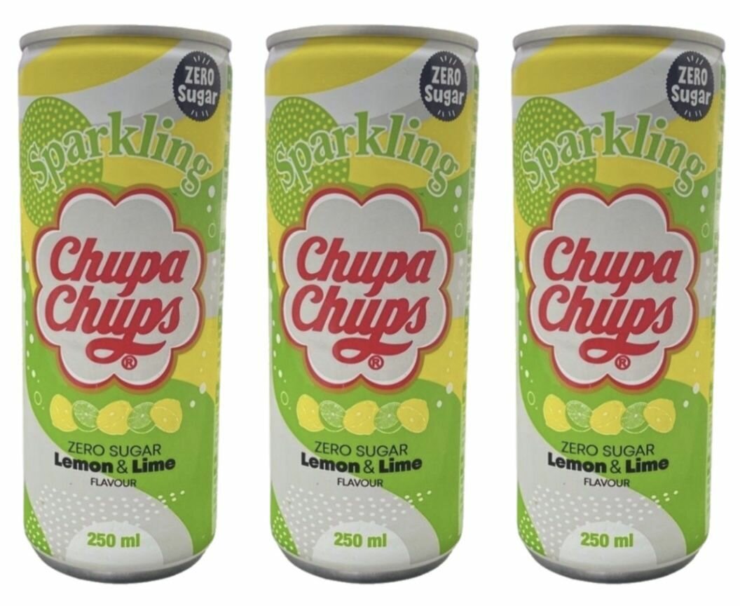 Напиток газированный Chupa Chups Lemon & Lime Zero (Корея) 250 мл х 3 шт