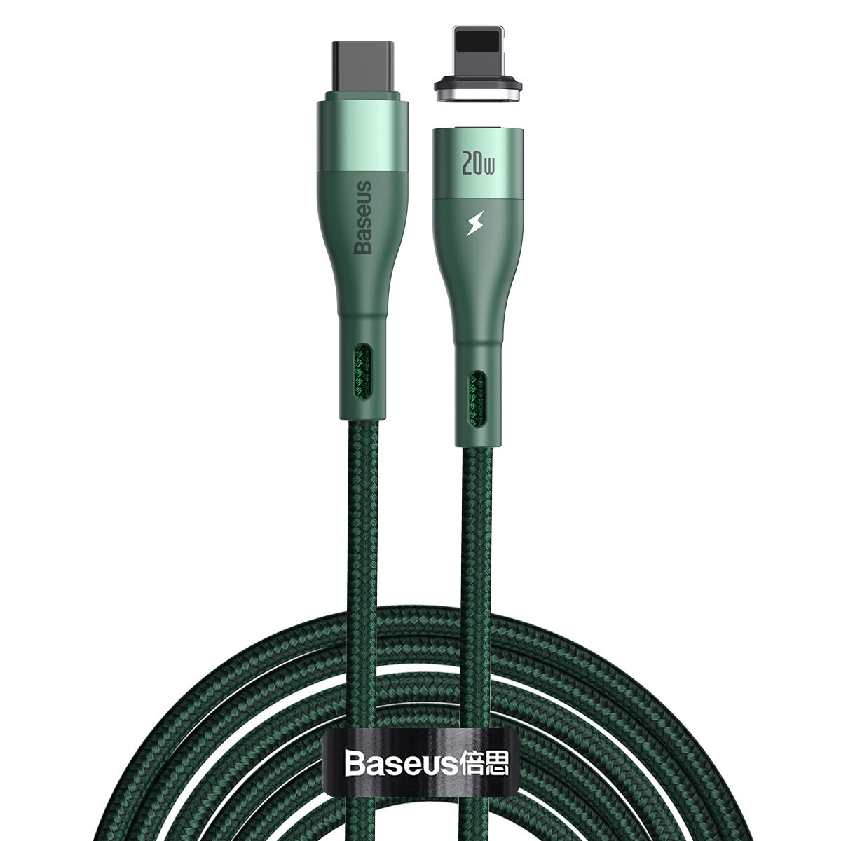 Кабель Baseus Zinc Magnetic Safe Fast Charging Data Cable Type-C to IP PD 20W 2m Green (CATLXC-A06)