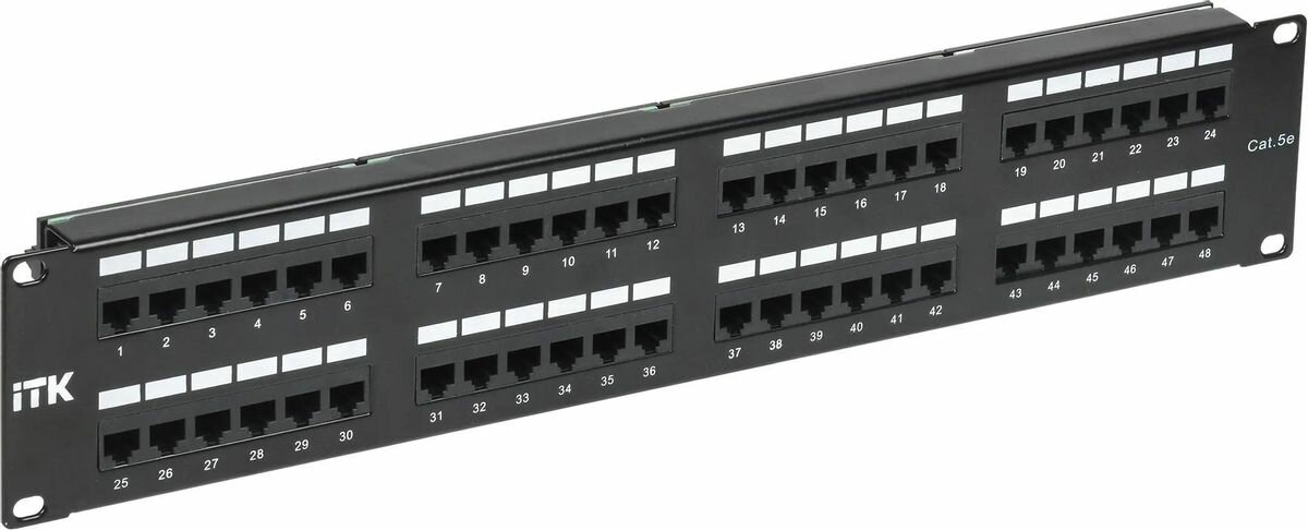 Патч-панель ITK (PP48-2UC5EU-D05) 19" 2U 48xRJ45 кат.5e UTP
