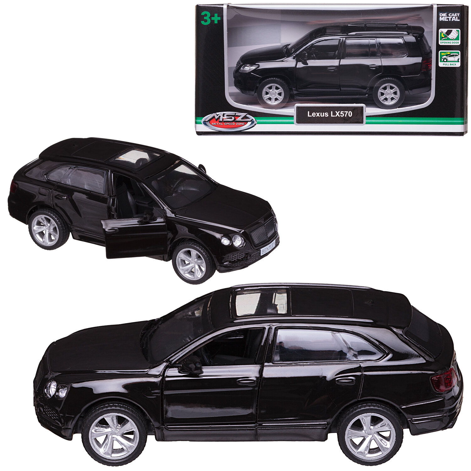 Машинка металлическая серия 1:43 Bentley Bentayga, цвет чёрный, инерционный механизм, двери открываются - MSZ [WE-15955B]