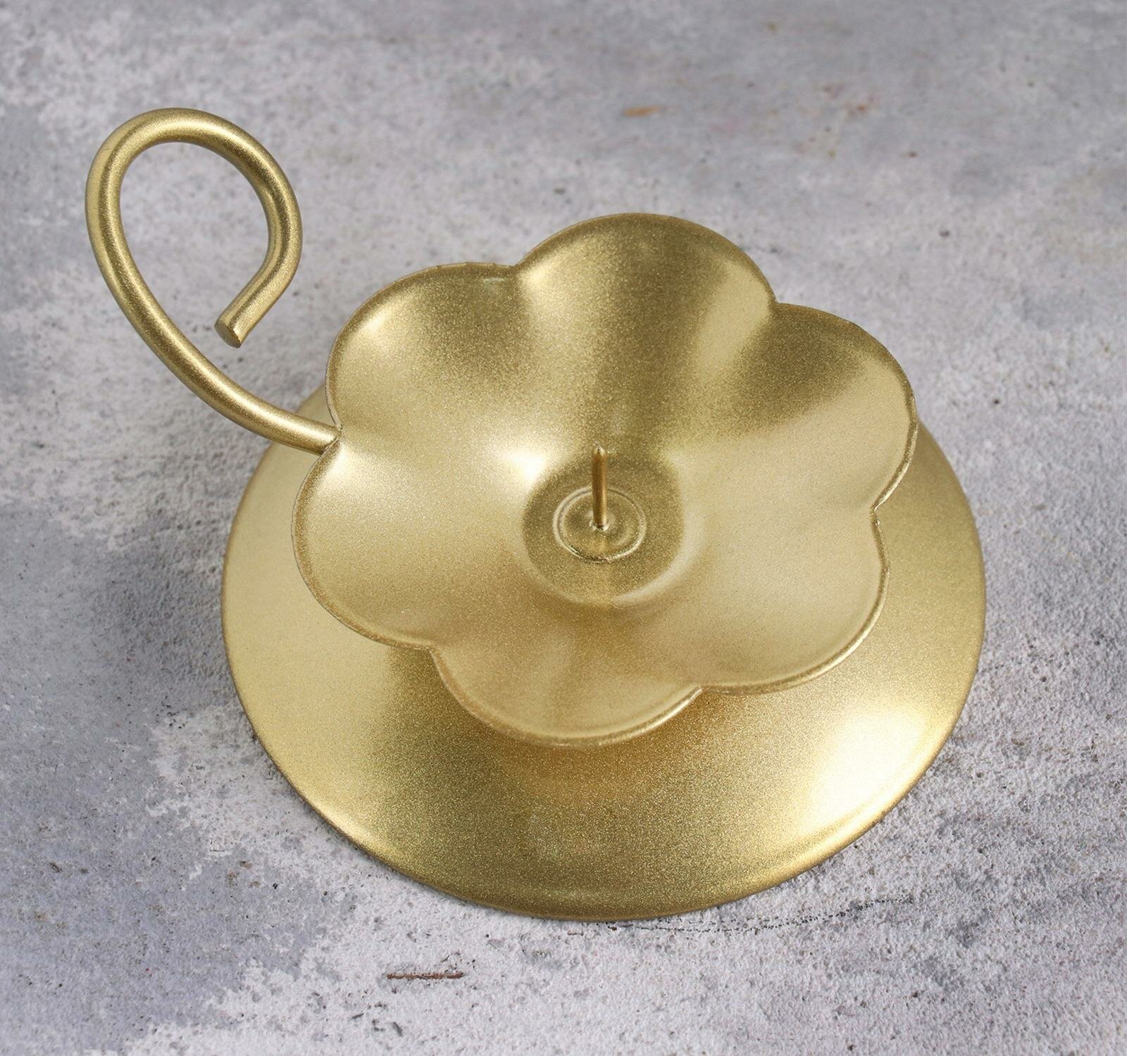 Подсвечник "Цветок Н" металл на одну свечу, 9х3,5 см, золотой 9928327