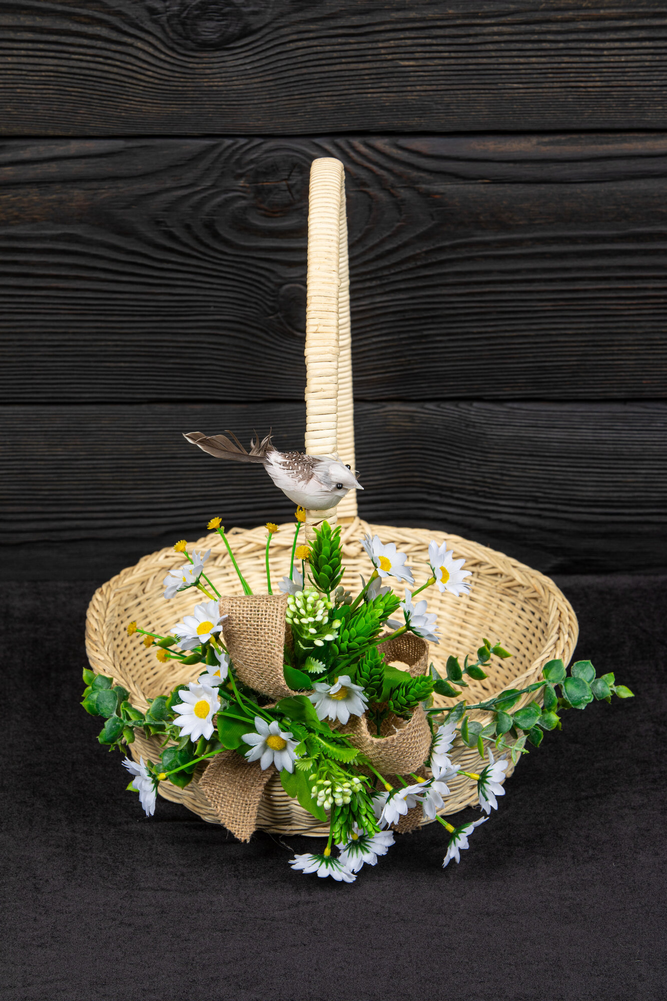 Корзинка плетёная с декором ручной работы для Пасхи, размер 31х31х37