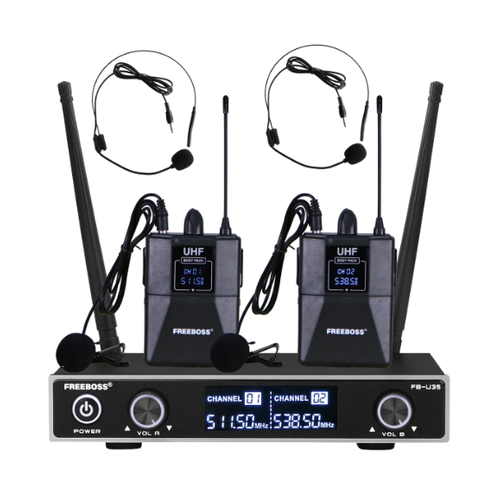 Freeboss FB-U35H2 радиосистема с двумя двумя бодипаками Фиксировнная частота 51155385мГц В комплекте две петлички и два оголовья 1223900₽