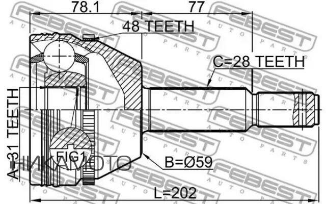 FEBEST 2110-TRD9A48 ШРУС FORD TRANSIT 06-13 нар.
