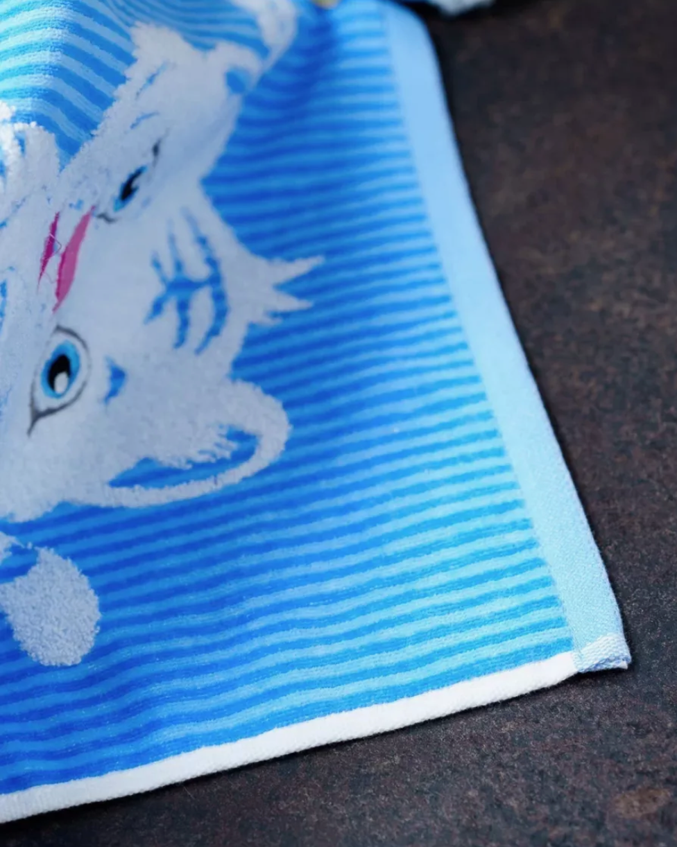 Детское полотенце для рук и лица с игрушкой тигр голубое - фотография № 6