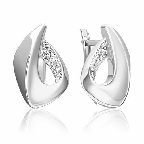 Серьги PLATINA, серебро, 925 проба, родирование, фианит, серебряный platina jewelry серебряные серьги с хризолитом 02 4723 00 205 0200 69