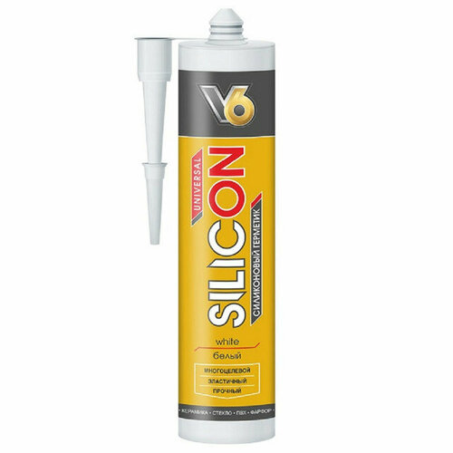 Герметик силиконовый v6 универсальный 04кг белый арт02-03-11 1053₽