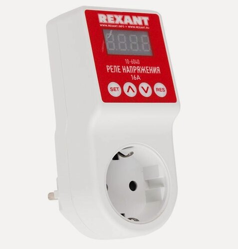 Изображение товара REXANT (10-6040) реле напряжения вилка-розетка C дисплеем, 16А