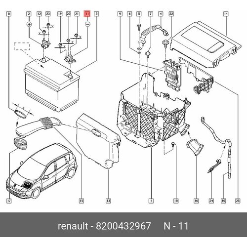 RENAULT 8200432967 (8200432967) клемма аккумулятора минусовая Renault (Рено): sandero