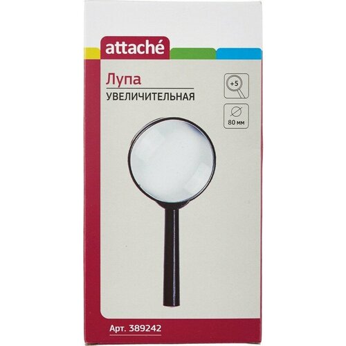 Лупа Attache увеличение х5 диаметр 80мм цв черный карткор 990₽