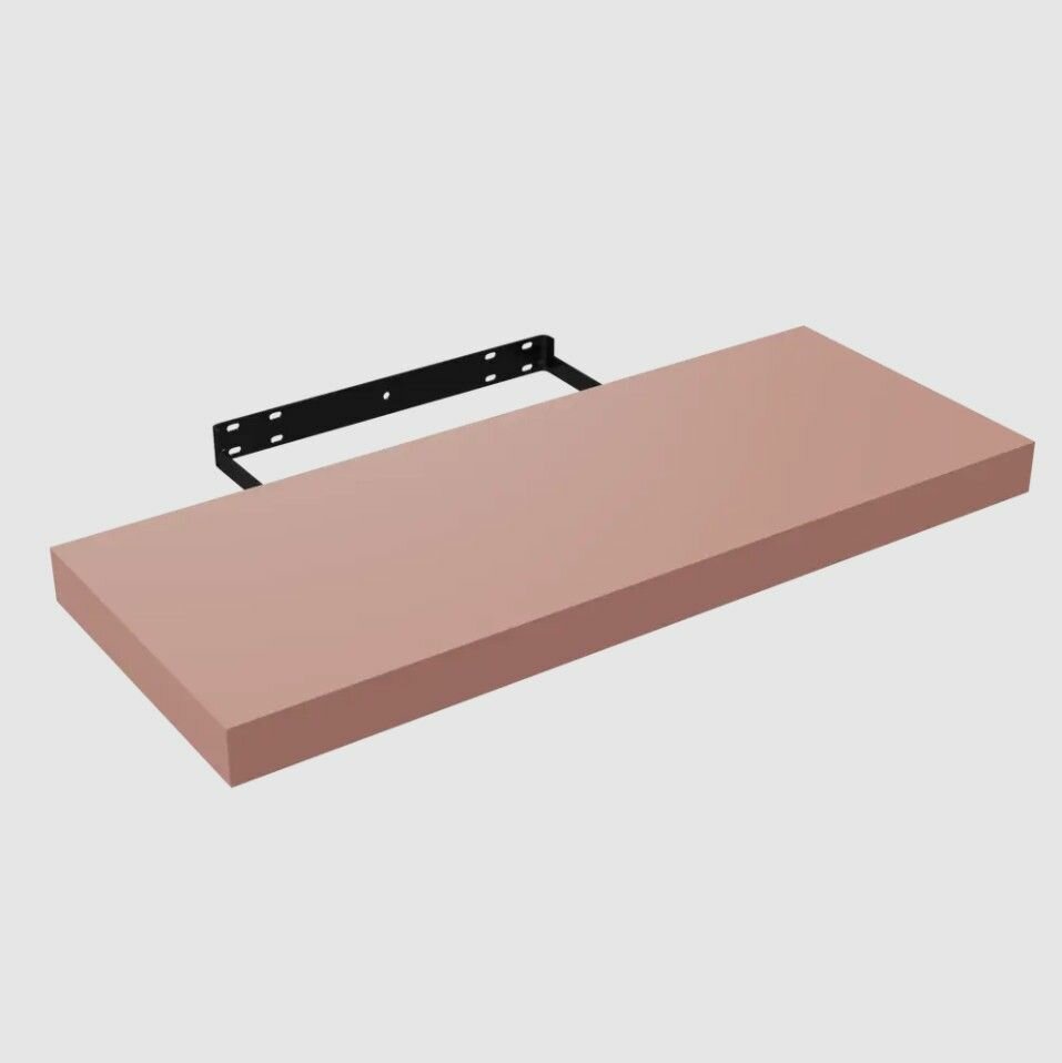 фото Полка настенная со скрытым креплением, 60x23.5x3.8 cм, цвет розовый