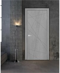 Межкомнатная дверь Тоскана 60x200 (Комплект вместе с фурнитурой) Бетон снежный
