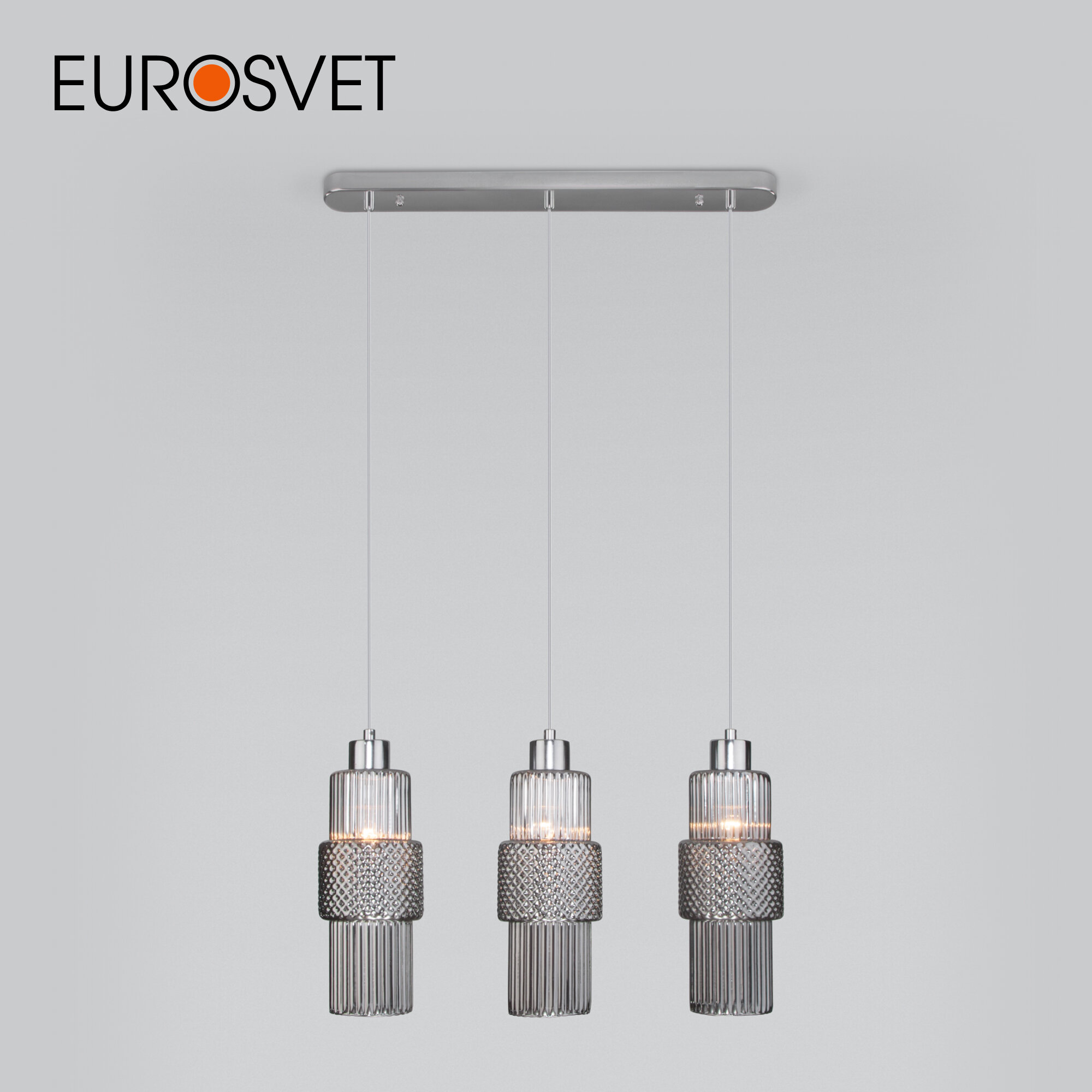 Подвесной светильник со стеклянными плафонами Eurosvet Soho 50209/3, цвет хром, 3 плафона