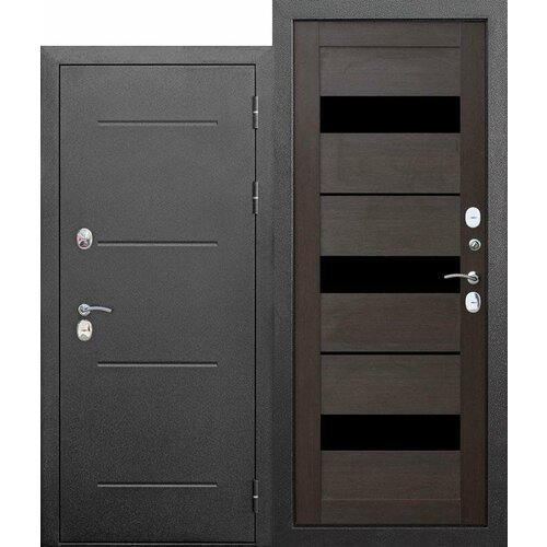 Дверь металлическая Vegas термо черный шелк / венге СЧ-1 лакобель 960R Правая